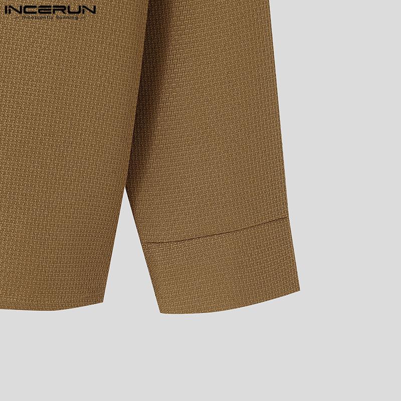 INCERUN Autumn Spring Men Open Front Texture Jacket Coat Long Sleeve Cardigan