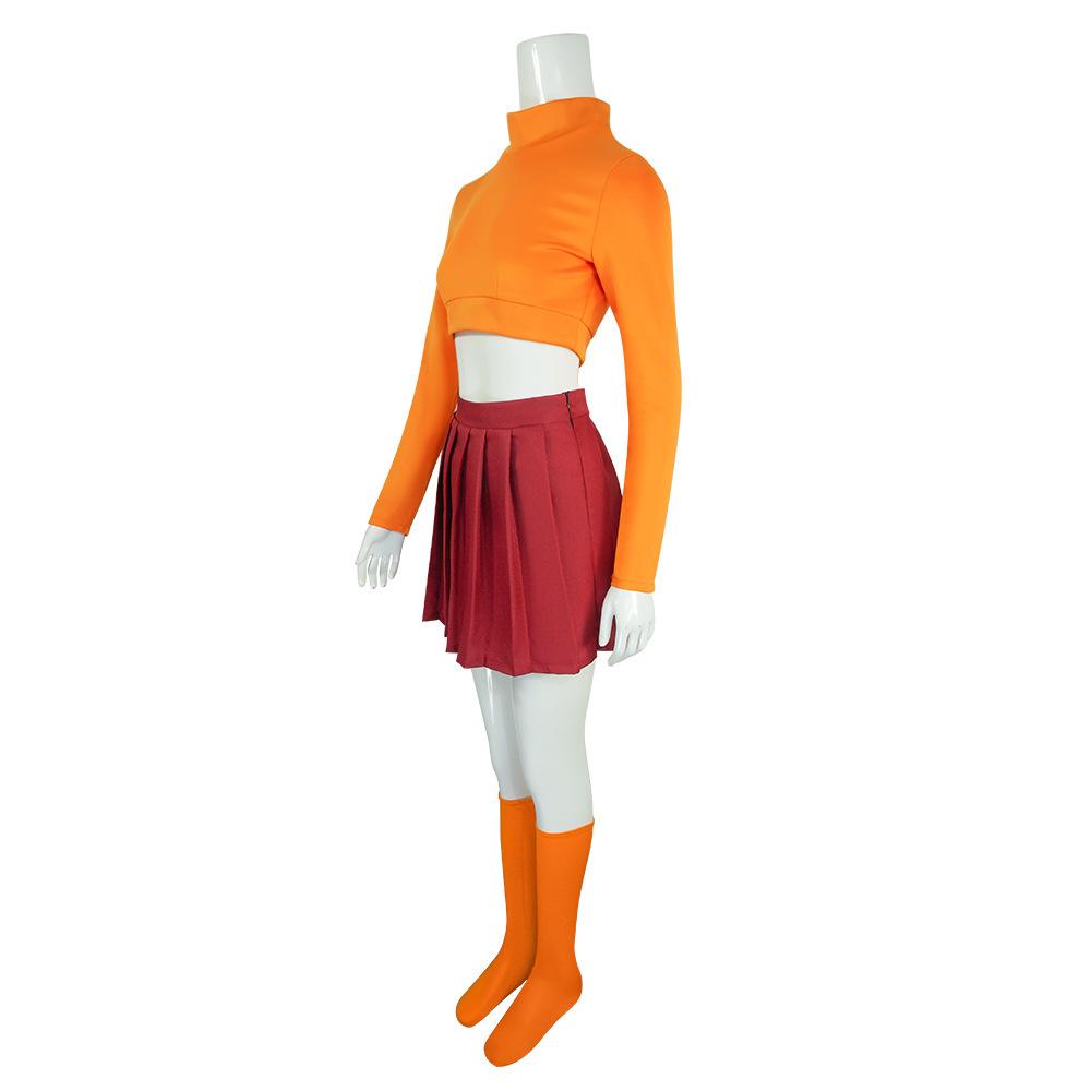 Velma Dinkley Cosplay Costume, Scooby-Doo Classic Cartoon Character Stage Outfit