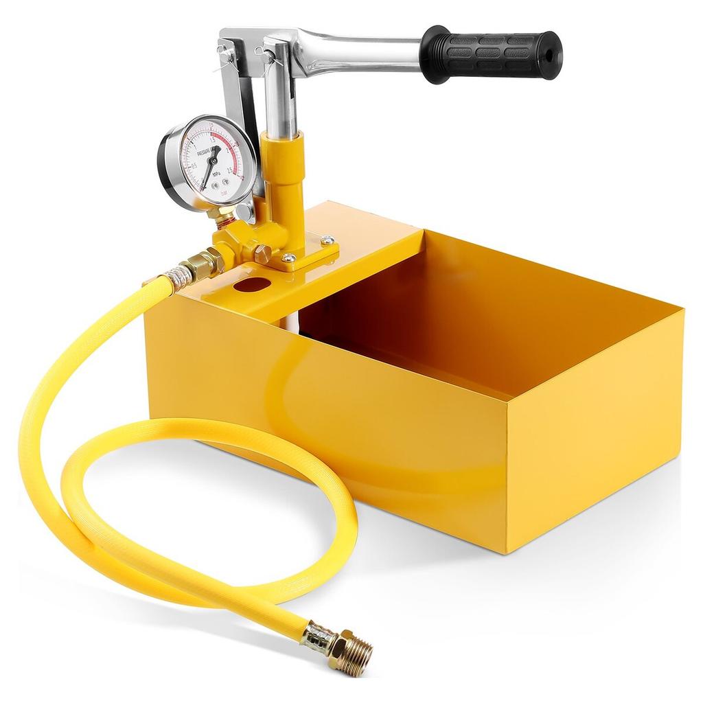 Hydrostatic Test Pump, Max 25 bar/362 PSI, Single Valve Hydraulic Manual Water Pressure Tester Kit with Gauge 5L Water Tank, 1 m Hose with 1.27 cm