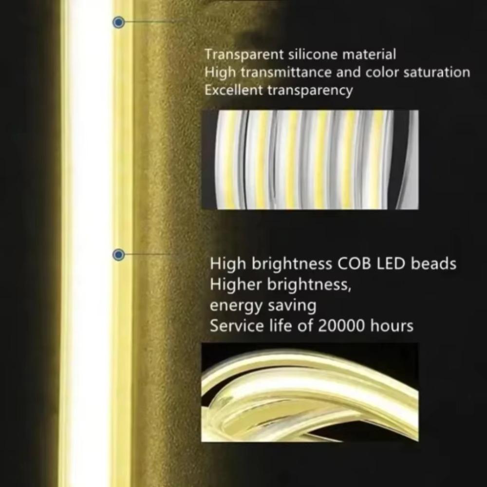 220V Led Strip Waterproof Lens COB Flexible Ribbon With Switch/Dimmable EU Plug For Room Bedroom Kitchen Outdoor Garden Lighting