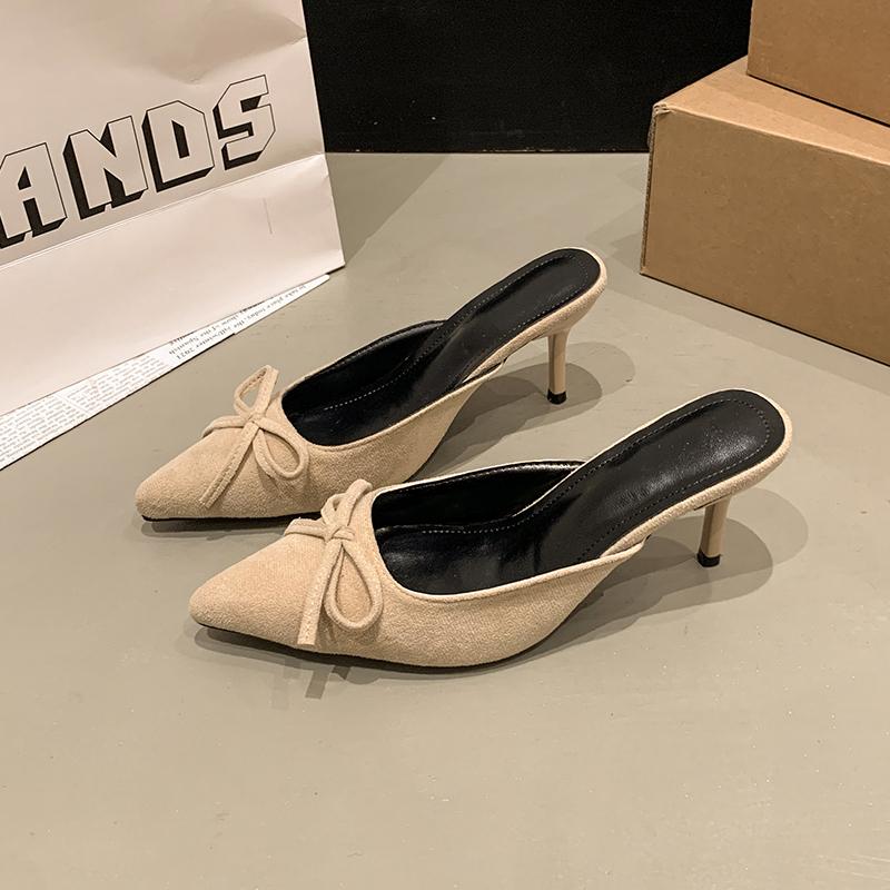 Новые женские туфли-мюли с леопардовым принтом на высоком каблуке, с острым носком, на тонком низком каблуке, сандалии, женские мюли, обувь Zapatos Mujer