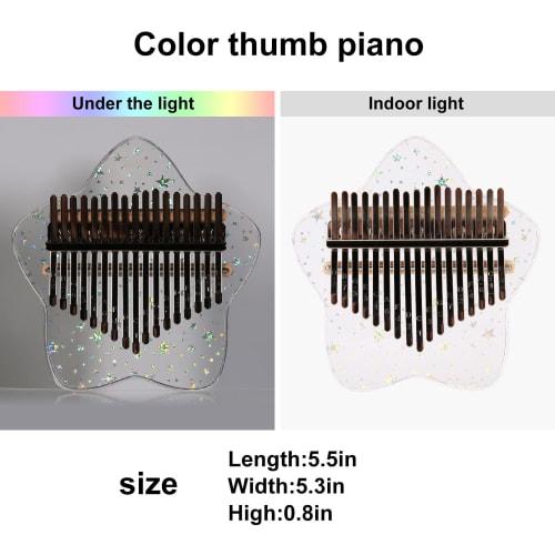 Beveetio Clear Kalimba Thumb Piano with EVA Protective Case, Transparent Crystal Kalimba 17 Keys, Musical Instrument Gift, Rainbow Star Finger Piano,