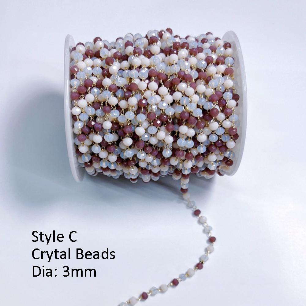 1Meter Colorful Glass Ball Beaded Chain Crystal Beads Necklace Body Chain Accessories for Jewelry Making Components DIY Supplies