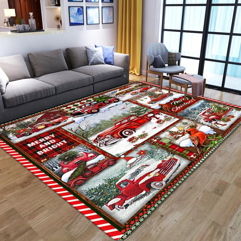 Christmas Poinsettia Snowman Carpet for Living Room Home Decor Sofa Table Large Area Rugs Hallway Balcony Mat Non-slip Doormat