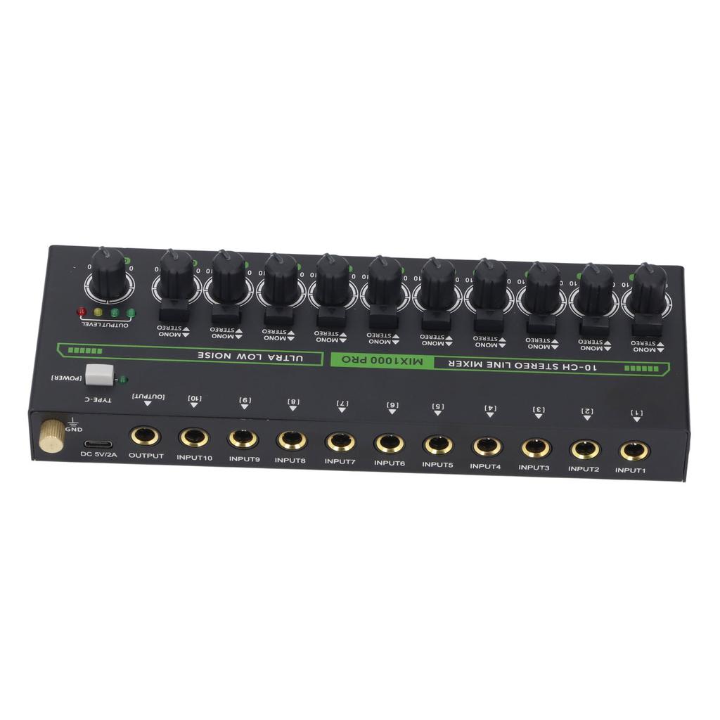 10-канальный микшер с RGB-подсветкой, малошумящий, стерео/моно переключение, линейный микшер, 1/4 TRS/TS для сцены, записи