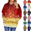 Women's Casual Snow Print Long Sleeve Sweatshirt Loose Pullover Hooded Sweatshirt Top