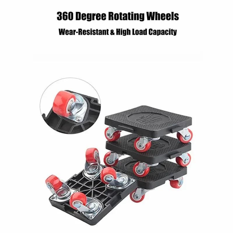 New Furniture Lift Set Furniture Mover Tool 360°Rotation Rubber Wheels Moving Sofa Cabinet Refrigerator 2 Pairs Anti Slip Pad