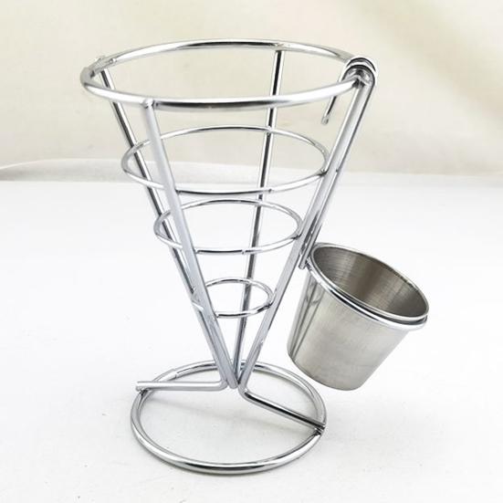 Подставка для картофеля фри, прочная металлическая стружка, нержавеющая полая с подстаканником, стеллаж для витрины жареной курицы для пищевых закусок