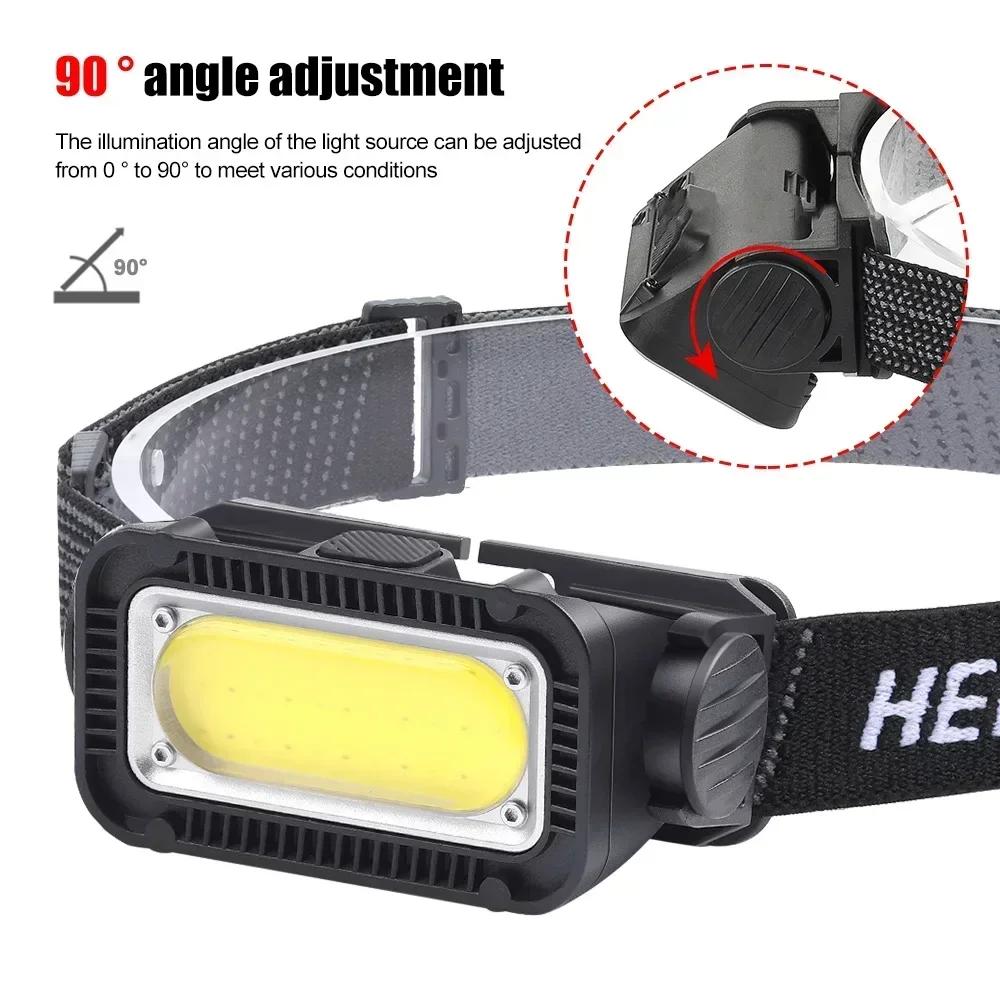 Mini COB Headlamp Type-C Charging Headlights Super Bright 300LM 18650 Head Torch Camping Emergency Portable Waterproof Lantern