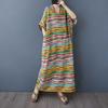 Ladies' V-neck Vintage Long Skirt Cotton Linen Dress
