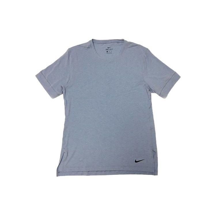 Nike Сплошная цветная футболка для бега и фитнеса с короткими рукавами, мужские топы, темно-синие AJ8797-460