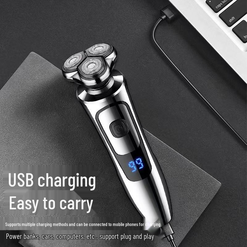 Мужская электрическая бритва 6000 с цифровым дисплеем, USB-перезарядкой, многофункциональная - водонепроницаемая, конструкция с 3 головками