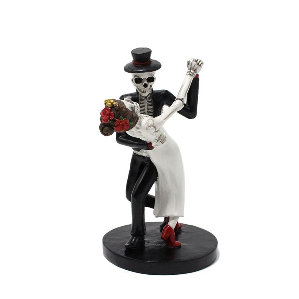 Resin Dance Skeleton Figurine Mini Skeleton Couple Ornament  for Halloween