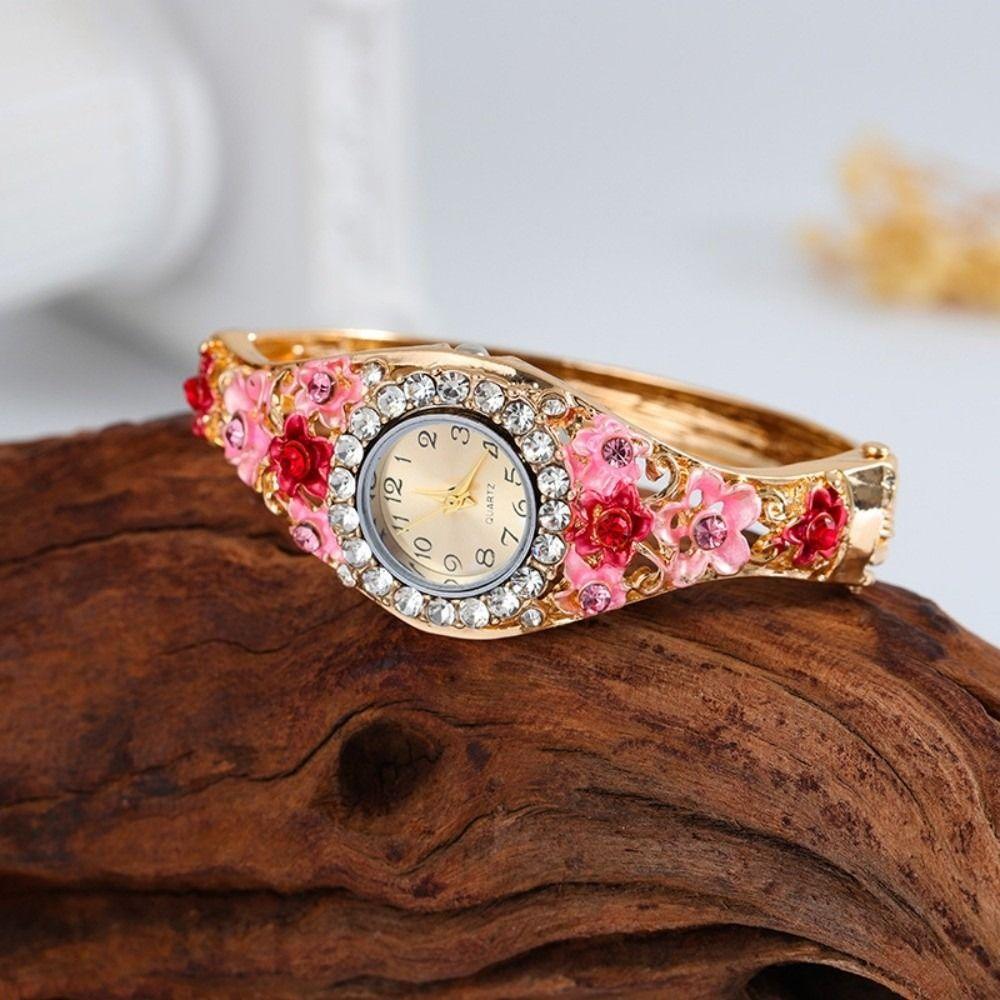 Rich In Flowers Vintage Watch Rhinestone Bracelet Bracelet Watch Ladies Wristwatch Dress Watch