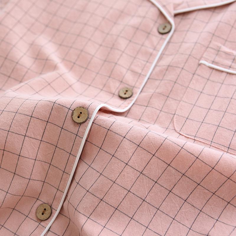 Летняя пижама из двух частей для женщин, простая домашняя одежда в клетку с короткими рукавами