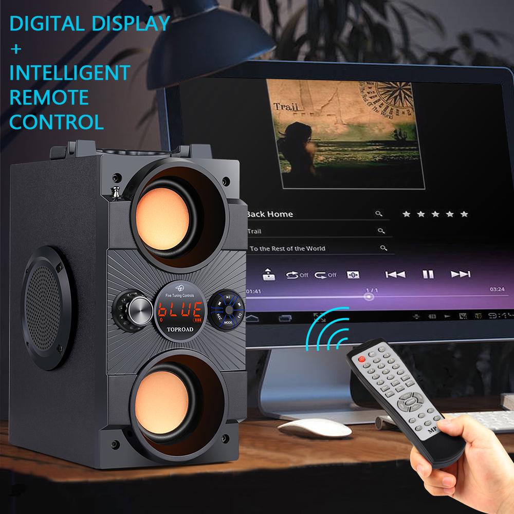 TOPROAD Портативный Bluetooth Динамик 30 Вт Большой Мощности Тяжелый Бас Беспроводные Колонки Сабвуфер Поддержка Дистанционного Управления FM Микрофон TF AUX USB
