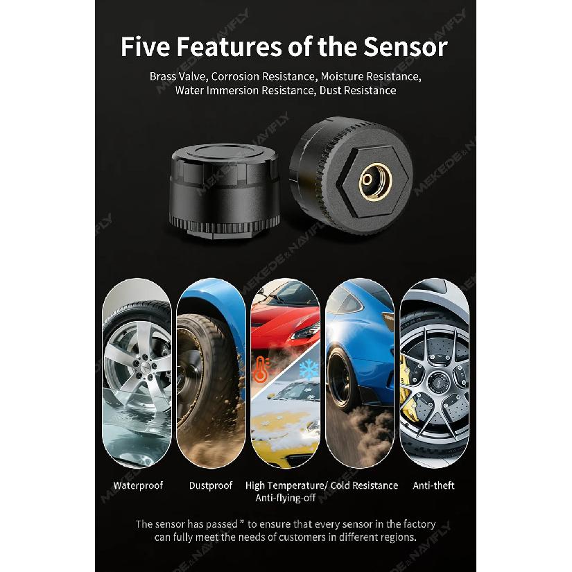 Car TPMS BT 5.4 Tire Pressure Monitoring System Connect Mobile Phone for LOS Android Motorcycle Truck Car Tyre Pressure Sensor