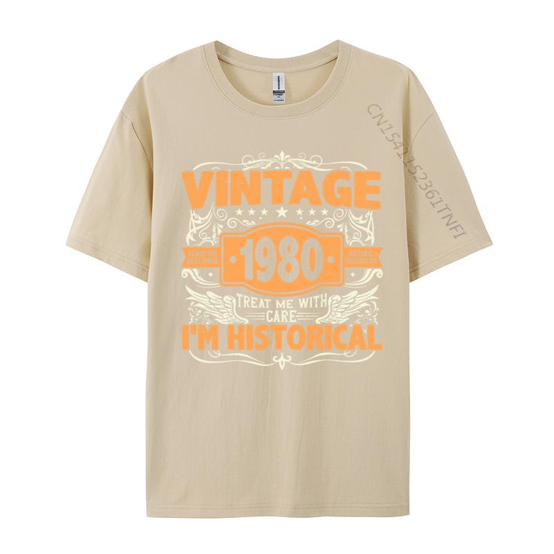 Slim Fit Tshirts 1980 Birthday Vintage 1980 Born In 1980 Made In 1980 T-shirts Normal Design Plain Cotton Mens Tops Tees