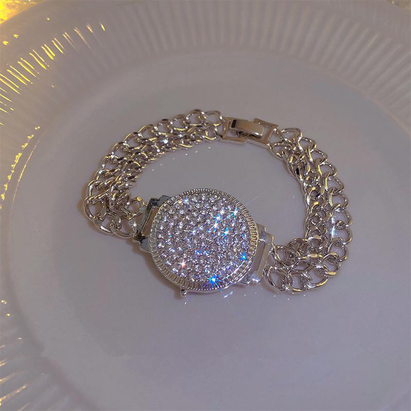 4pcs Punk Curb Cuban Chain Bracelets Set for Women Simple Thick Gold Color Charm Bracelets Fashion Zircon Accessories New