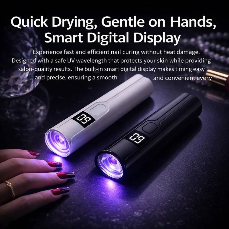 Rechargeable Mini Uv Led Nail Lamp With Smart Display Portable Fast-Drying Nail Dryer Stand For Manicure Removable Desk Uv Light