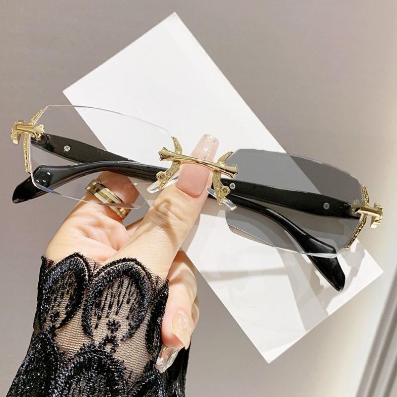 Новые модные безоправные фотохромные женские очки для близорукости с передовой нейтральной металлической оправой HD-очки с защитой от синего света