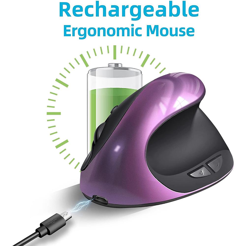 Ergonomic Mouse Rechargeable Wireless Mouse with 6 Buttons and 3 Adjustable