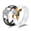 1Pc Lovers Couples Jewelry Gift Fashion Ceramic Band Inlaid Cubic Zircon Ring