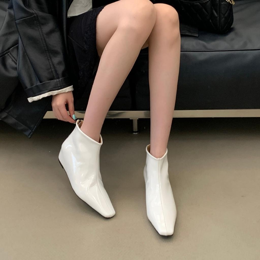 Simple square head rear zipper short fashion boots women's new comfortable inner height-increasing commuter boots