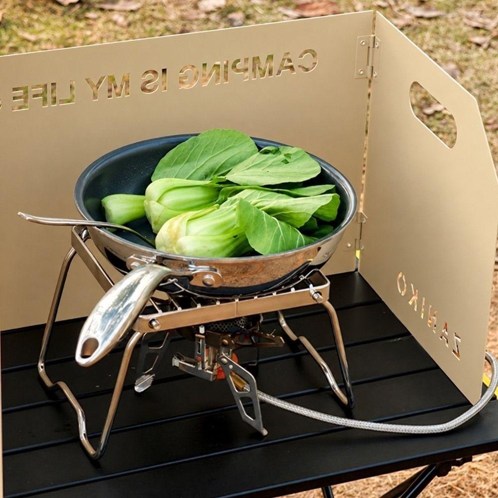 Windproof Wind Blocker Storage Bag Included Tri-Fold Gas Cover Camping Stove Windscreen Picnic