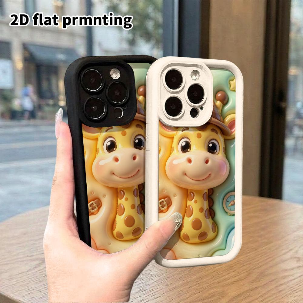 Phone Case: 2D flat design suitable for iPhone 18 17 16 15 14 13 Pro protective case, adventure giraffe, perfect Christmas and Halloween holiday gift