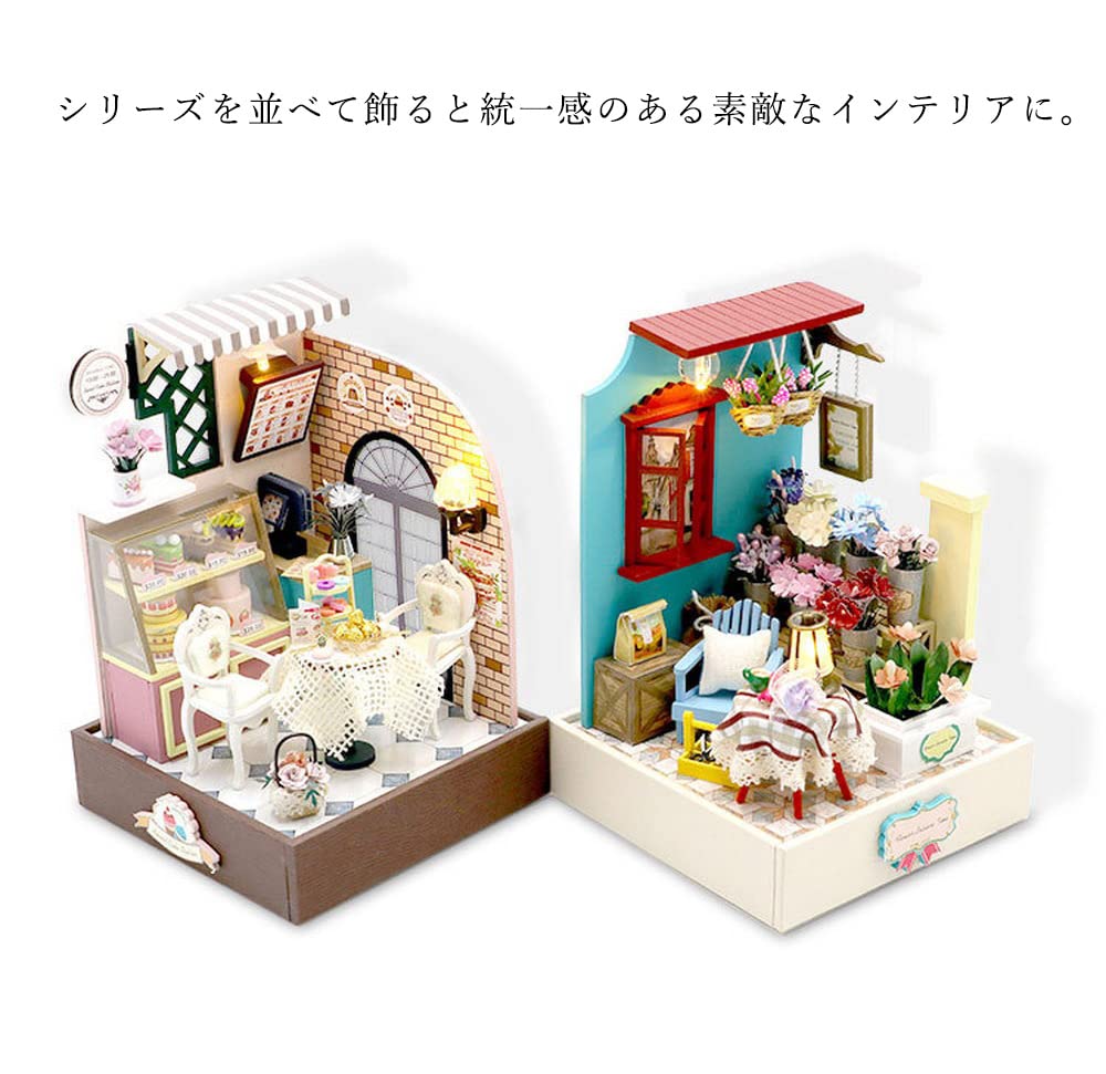 Моин моин Кукольный домик Миниатюрный Набор для DIY Инструкции Кофейный Торт Кубическая Коробка Светодиодная Подсветка Акриловый Кейс Инструменты для Сборки [Английский в комплекте] Кафе размером с ладонь,