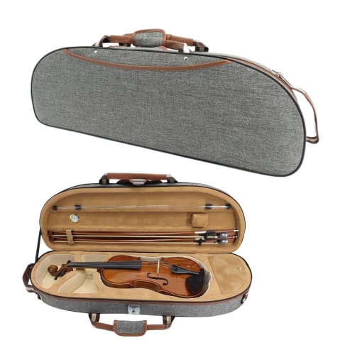 WUQIMUSC 4/4 Full Size Violin Case, Nylon Oxford Cloth, Lightweight Box with Adjustable Shoulder Strap, Travel Violin Case Bag (Gray)