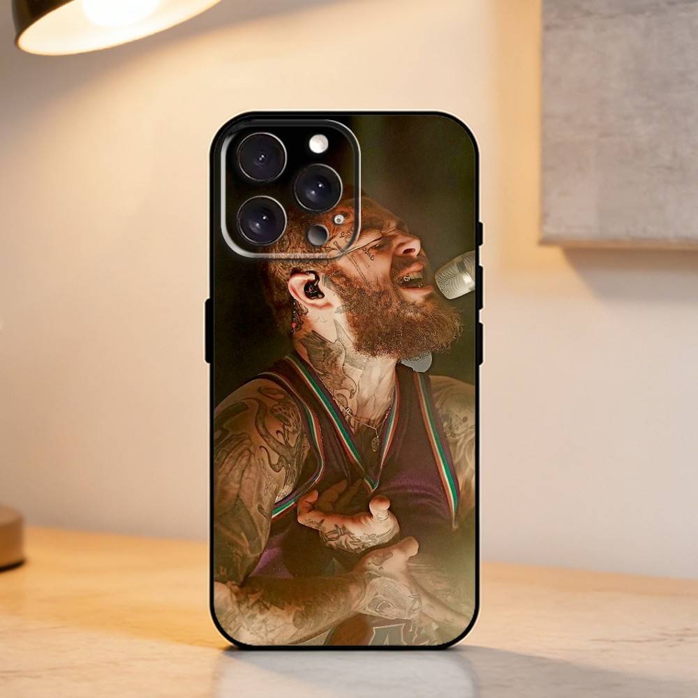 King P-Post M-Malone Phone Case For iPhone 17,16,15,14,13,12,11 Plus,Pro Max,XS,Soft Silicone Black Cover