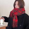 Christmas Red Plaid Scarf Women's Winter Warmth Retro Senior Sense New Gift Scarf Shawl Student
