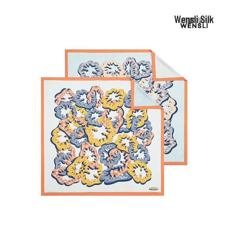 WENSLI Женский большой квадратный шарф из шелка тутового дерева - Нефритовый замок великолепия