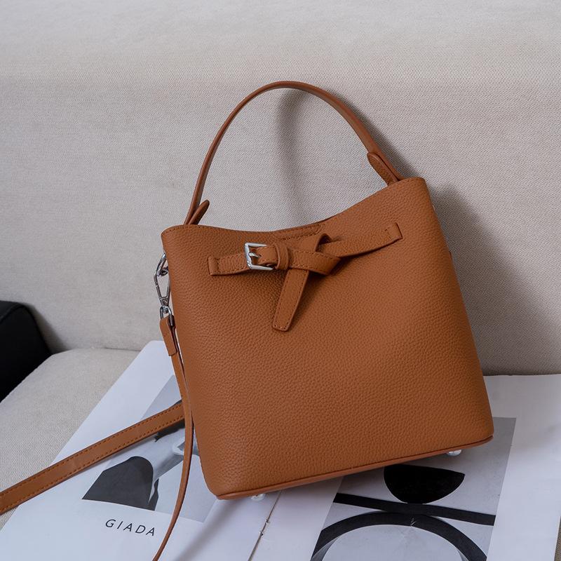 Genuine Leather Bucket Bag Versatile Shoulder Bag High-end Casual Crossbody Bag