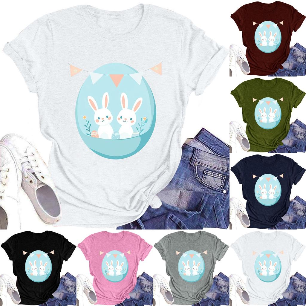 Women's Printed Round Neck Short-sleeved T-shirt Top