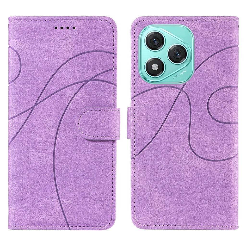 For Honor 400 Lite Wallet Case Leather Phone Cover Stand with Curved Line Design