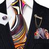Men Ties Novelty Orange Silk Necktie Brooch Pin Hanky Cufflinks Designer Set