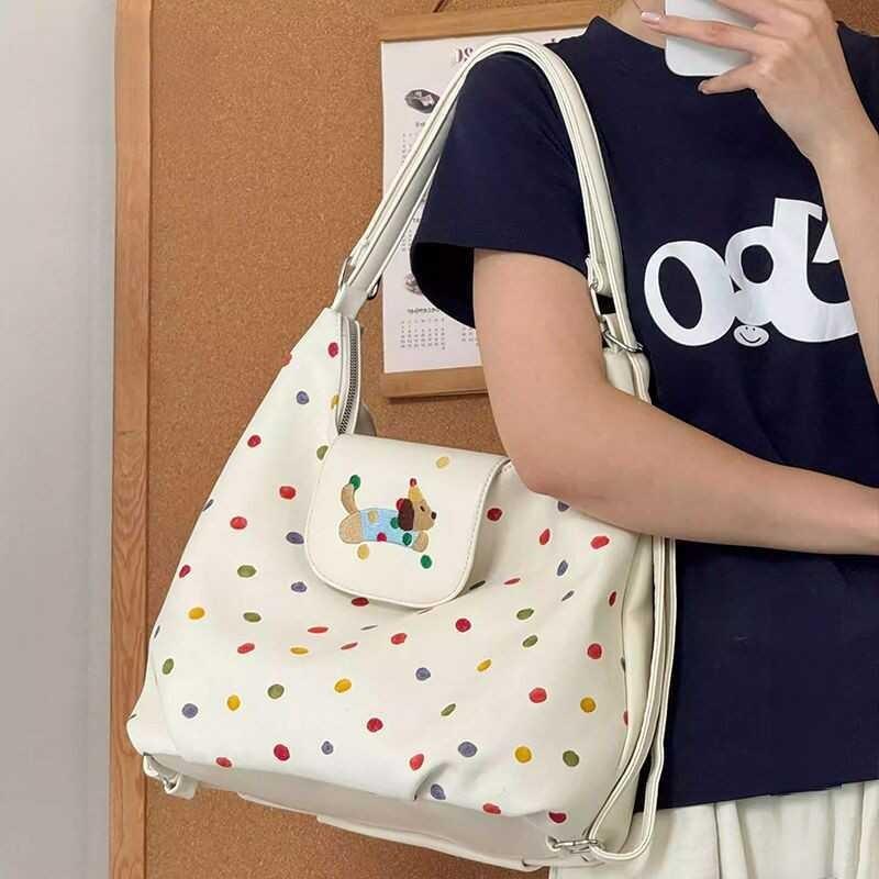 Niche Relaxed Dopamine Dot Crossbody Bag Женская сумка через плечо в цветной горошек Рюкзак для поездок на работу