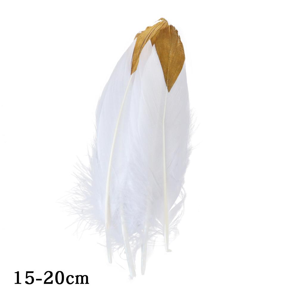 Natural Gold Dipped Feathers White Goose Plume for DIY Crafts Jewelry Making Handicraft Party Gift Box Cake Decoration