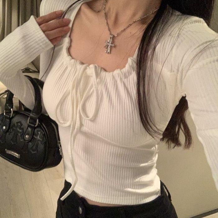 Топ-футболка с коротким рукавом на бретелях Pure Slim Fit Sweet and Spicy Autumn для женщин, прилегающая и универсальная базовая футболка