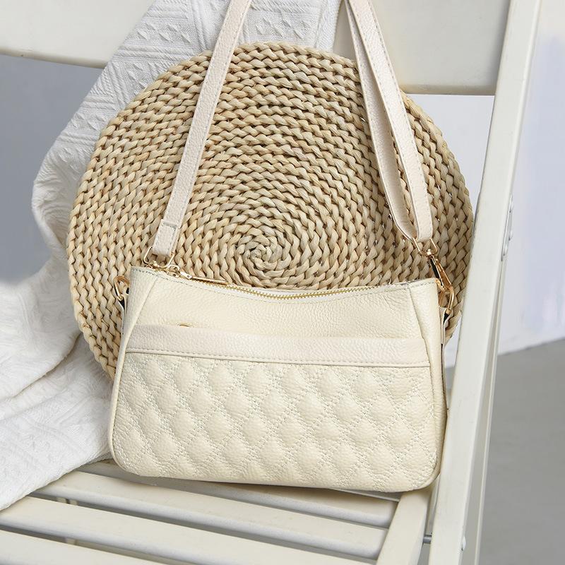 Кожаная сумка, модная женская сумка-мессенджер, первый слой коровьей кожи, вышитая ромбами, премиум-сумка через плечо