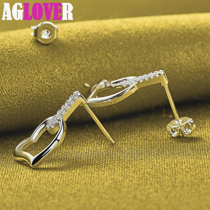 Ювелирные серьги-гвоздики из стерлингового серебра 925 пробы с цирконом AAA в форме сердца