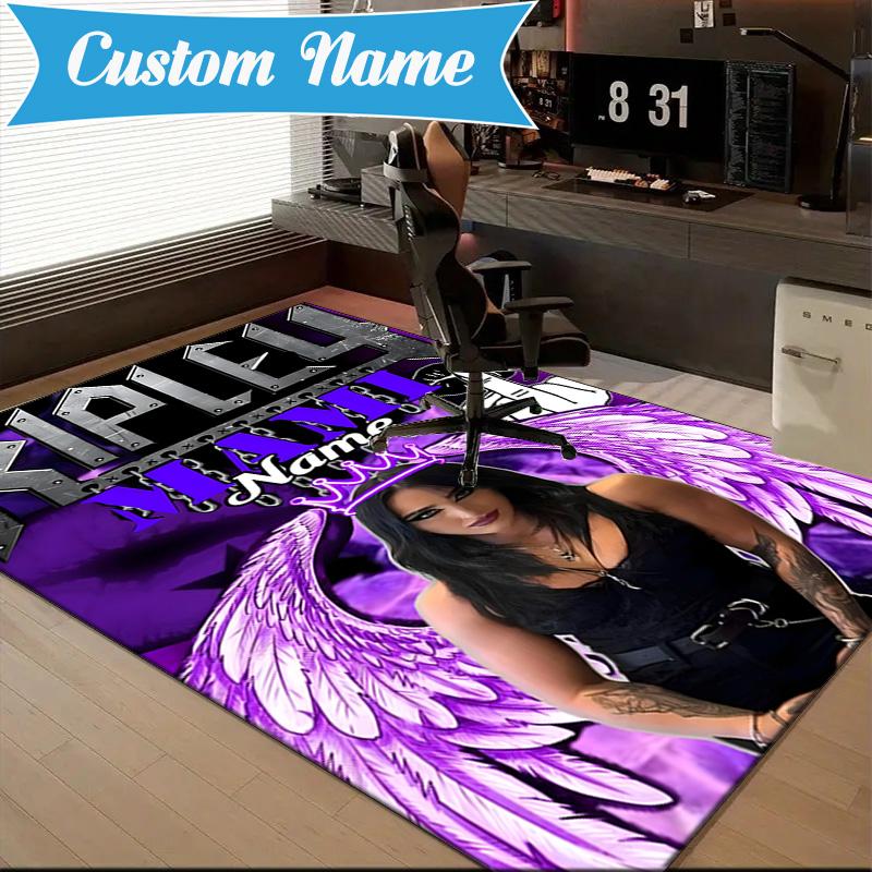 Custom Name Rhea Ripley wrestling Rug for Living Room, Game Rooms, Office, Bedroom, Floor Mat Playful Design, fan gifts Christmas decor