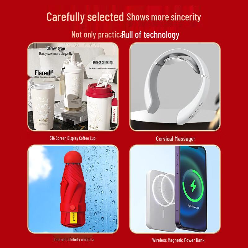 Подарочный набор 3-в-1: Массажер для шеи, Подставка для кофейной чашки и телефона, Пауэрбанк