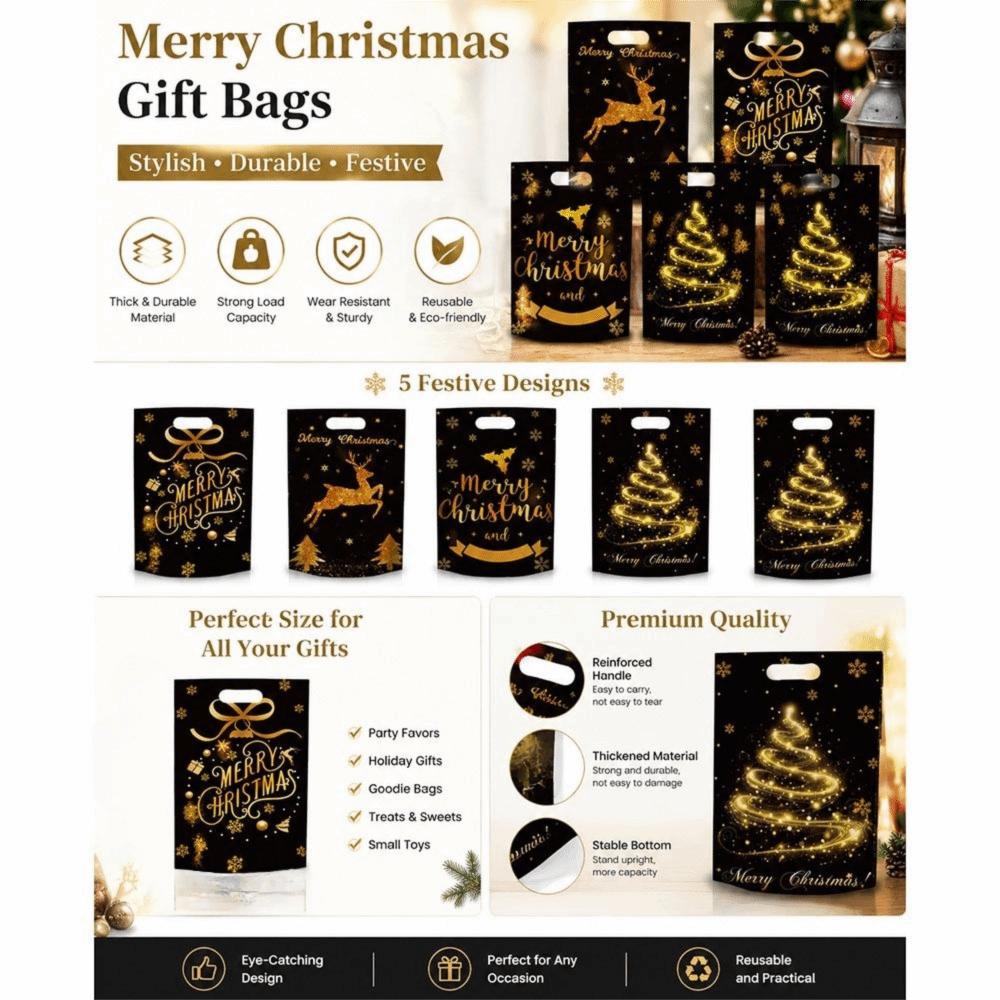 50Pcs PP Christmas Candy Bag Cartoon Style Christmas Gift Bag Christmas Party