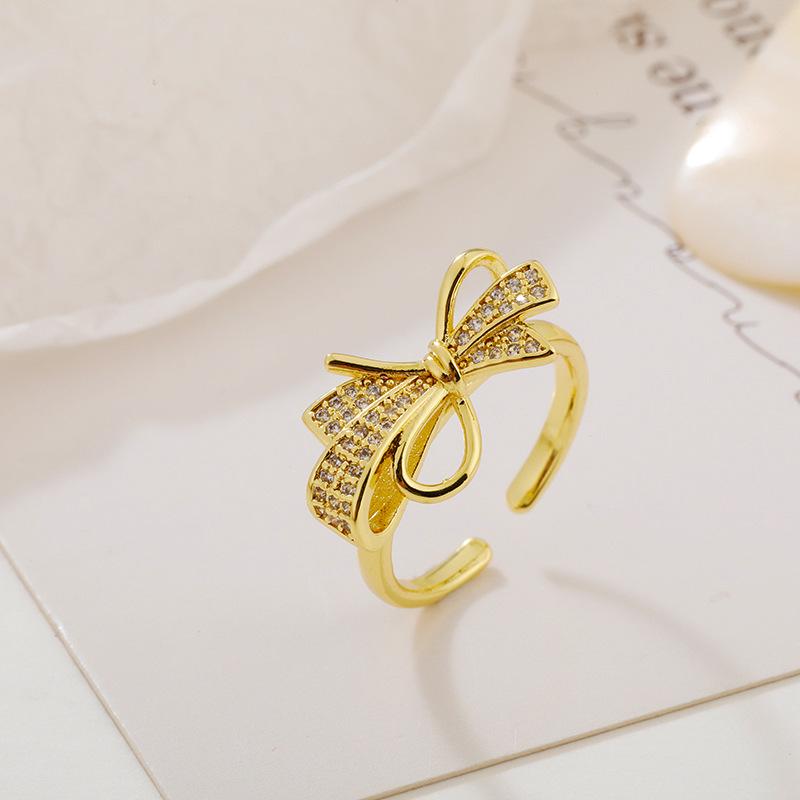 Cute Open Ring Fashion Zircon Ring Women'S Simple Adjustable Open Ring