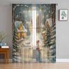 Christmas Snowman Christmas Tree Curtains For Living Room Bedroom Home Decoration Window Voile Tulle Curtain Drapes