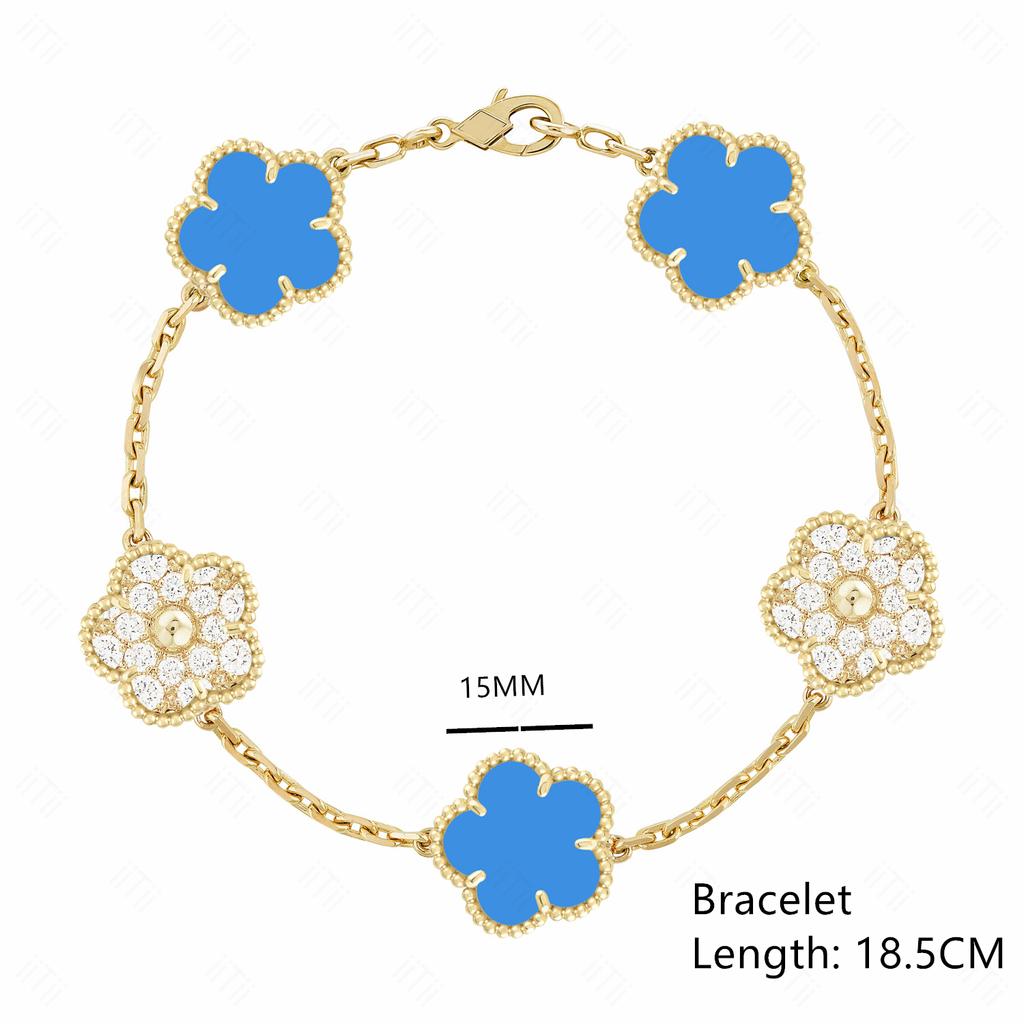 High-quality Fashion Brand Gold Silver Lucky Flower Clover Mother-of-pearl Bracelet Women's Natural Gem Hot Sale